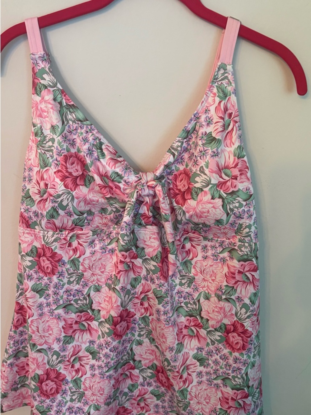 April Cornell pink flowered tank and shorts swimsuit